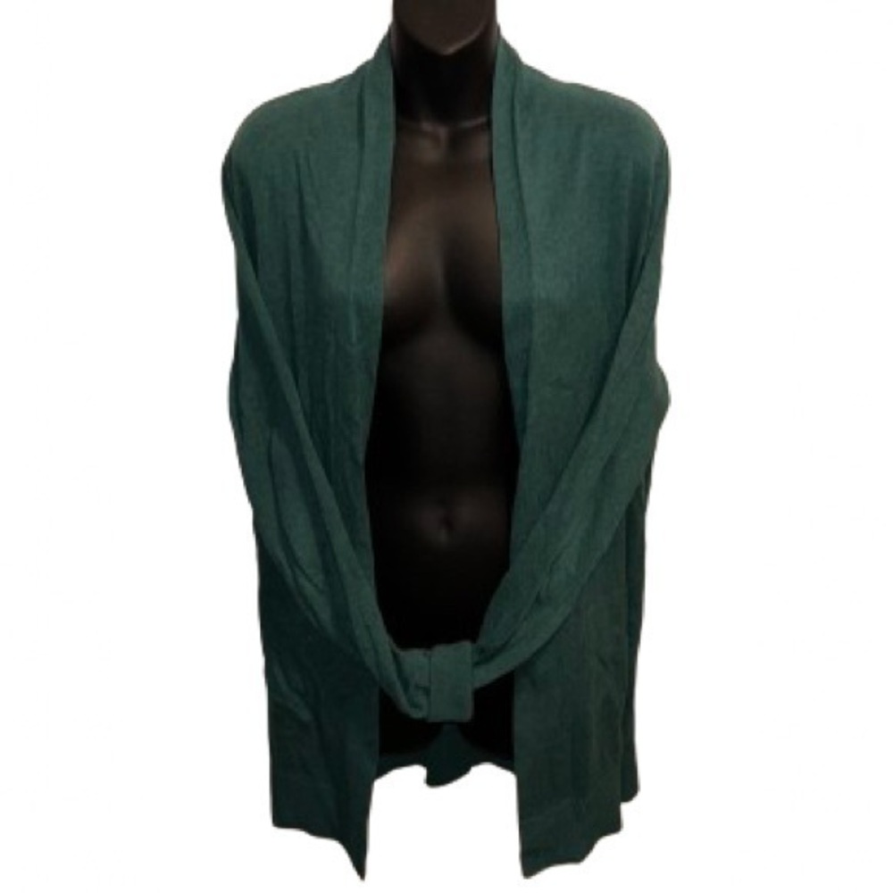 Land’s End green long sleeve open cardigan size L